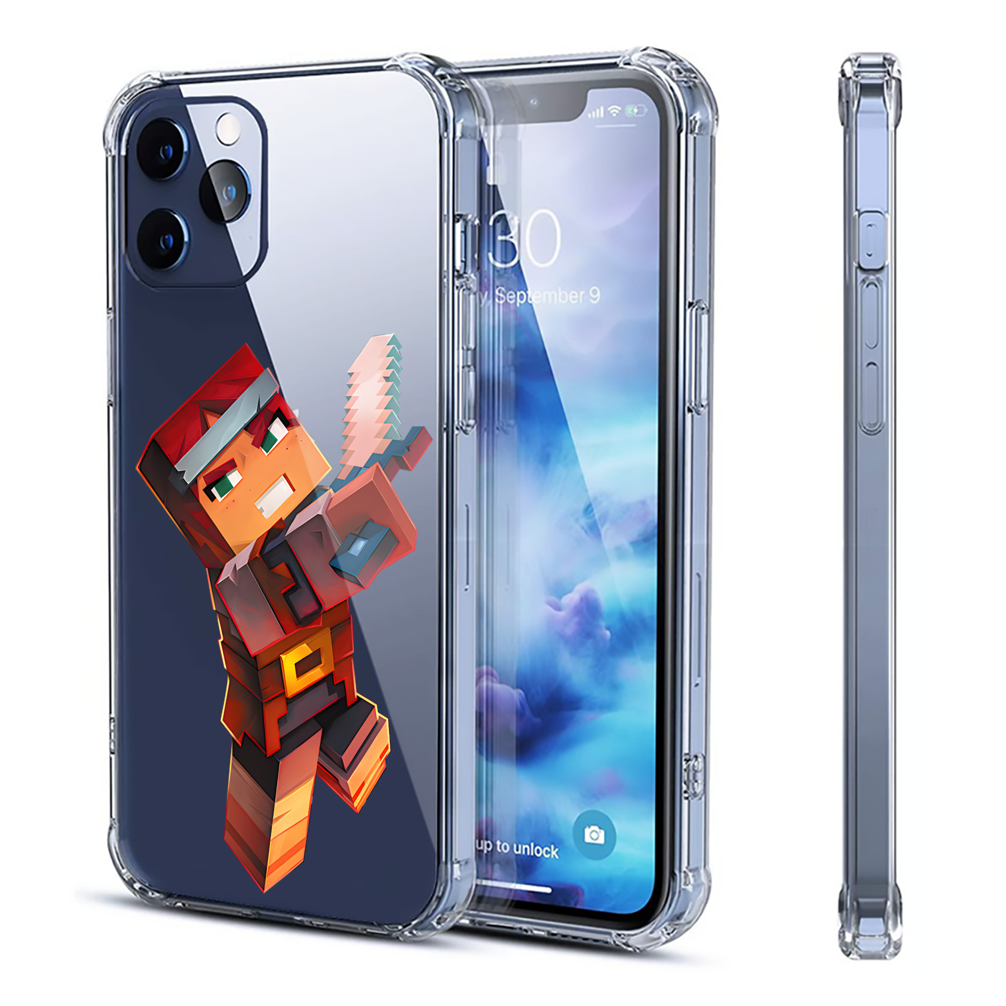 （画像用） マインクラフト ブロックの世界 Minecraft MC Block world 【iPhone 12シリーズ対応】透明スマホケース（クリアソフトケース）